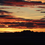 Silhouettes of badlands formations